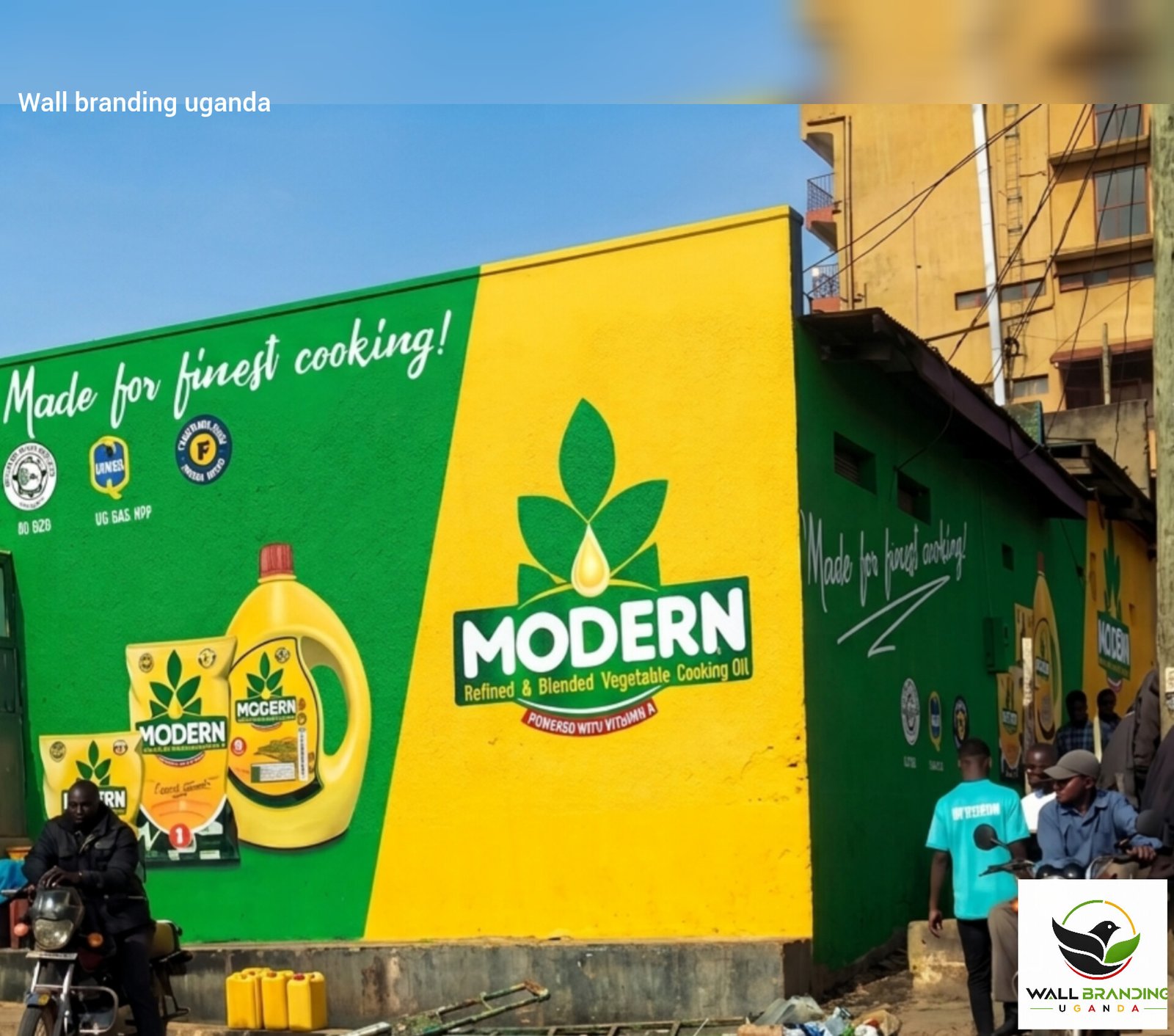 Large outdoor corporate wall branding painting for Modern cooking oil product advertising in Uganda