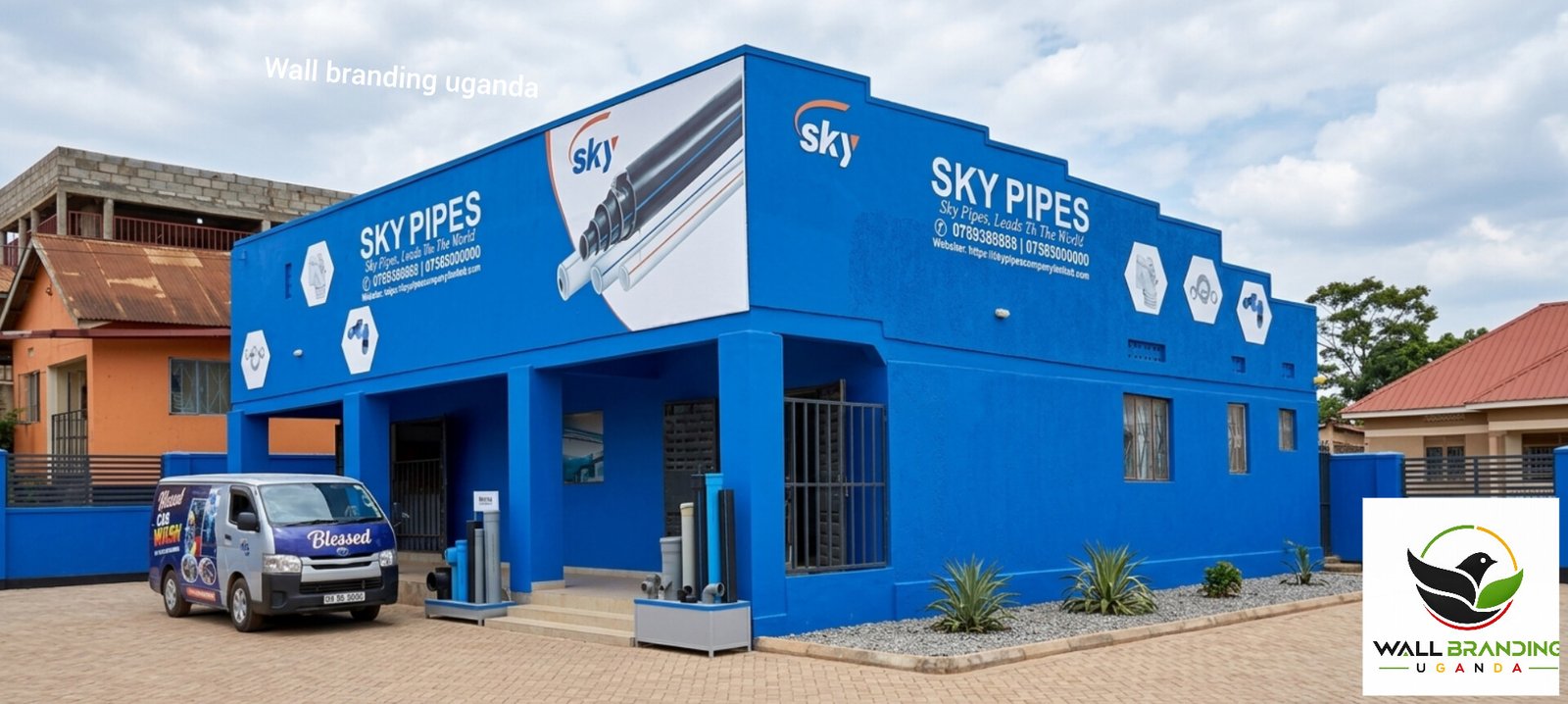 Full commercial building wall branding and corporate outdoor painting for Plascon Paint in Uganda
