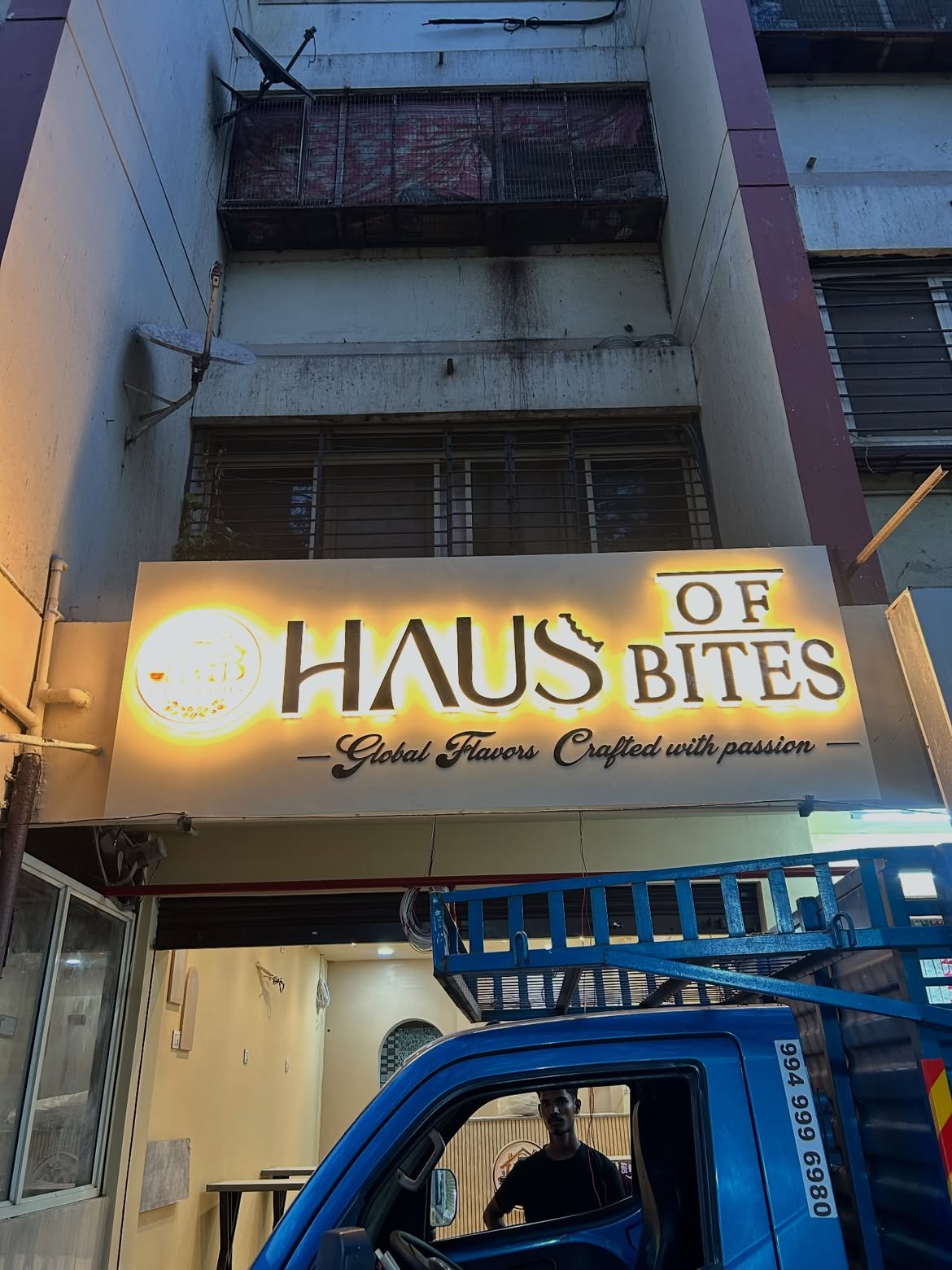 Industrial Storefront 3D Acrylic Letter Signboard & Halo-Lit Faux-Neon Architectural Signage