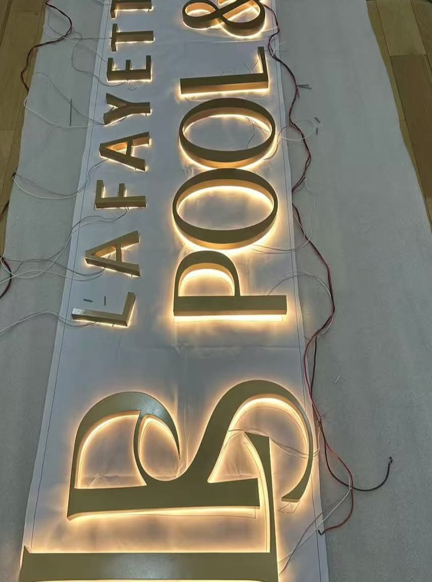 Gold Stainless Steel Halo-Lit Channel Letters