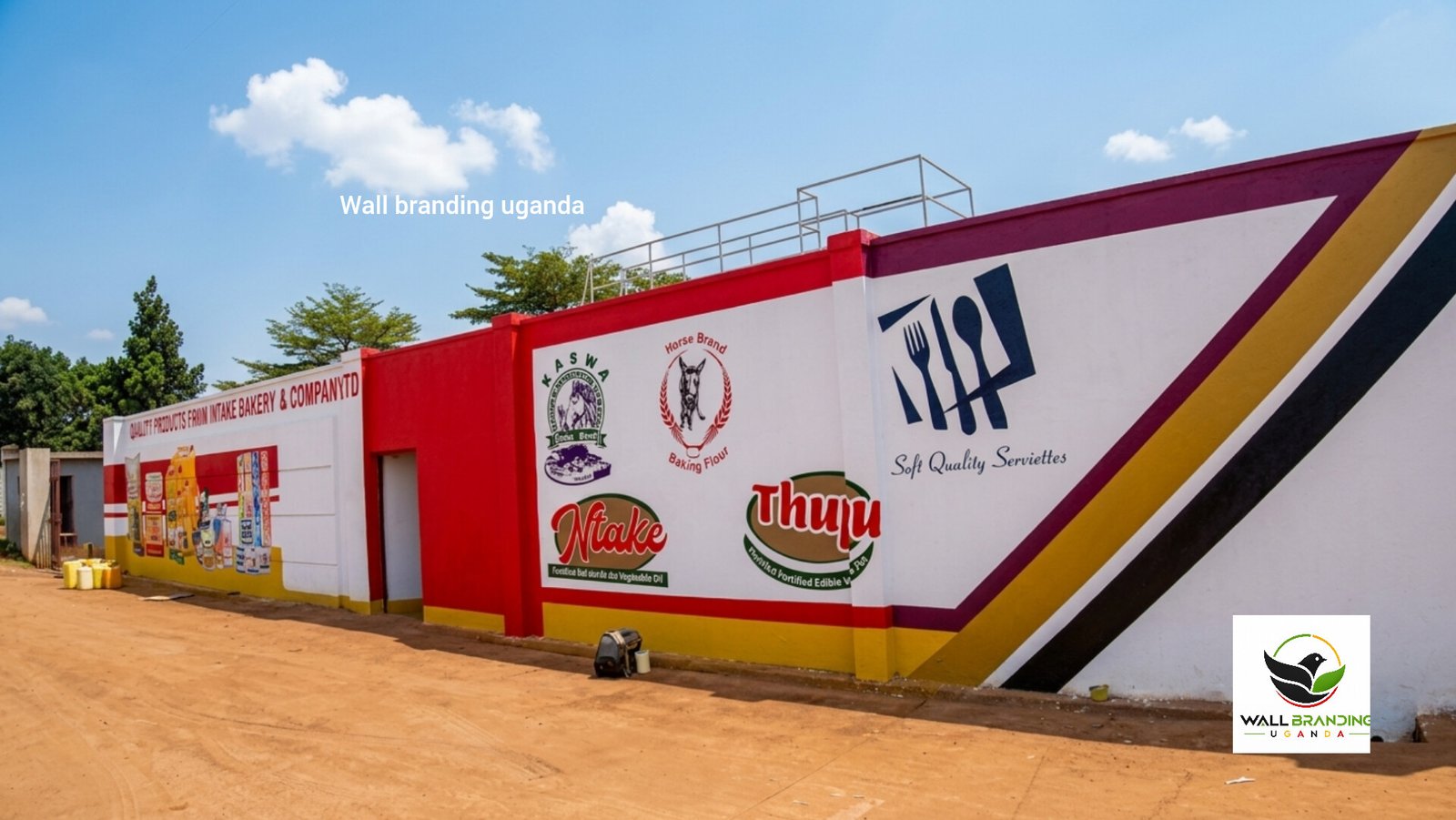 Commercial Industrial Wall Branding & Product Showcase – Ntake Bakery & Company Ltd, Kampala Road, Uganda