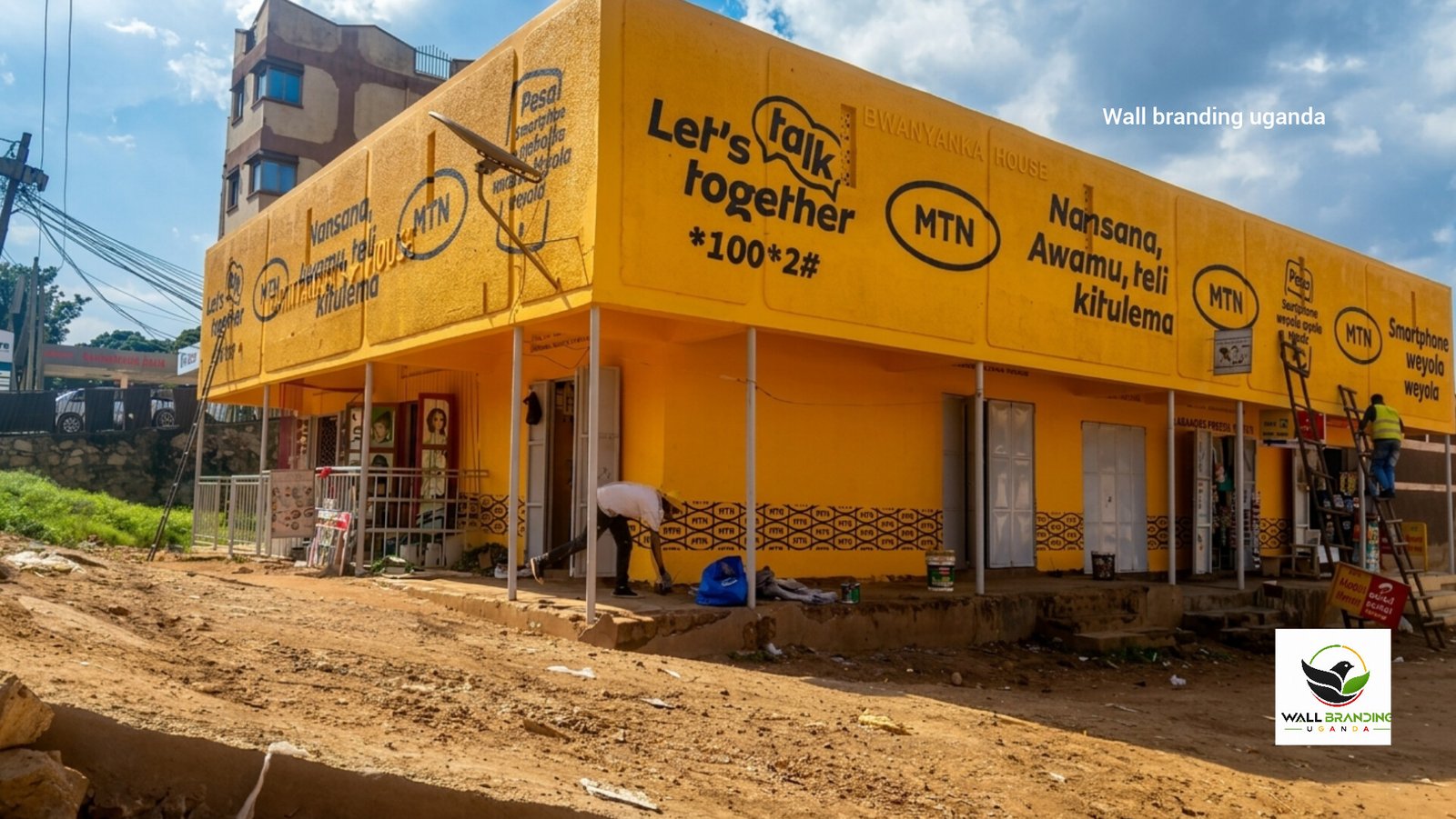 Commercial Building Wall Branding & Outdoor Advertising – MTN Uganda,  Hoima Road, Kampala